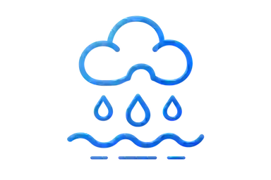 Blue hydrostatic pressure icon showing rainfall and groundwater buildup affecting Ontario basement foundations