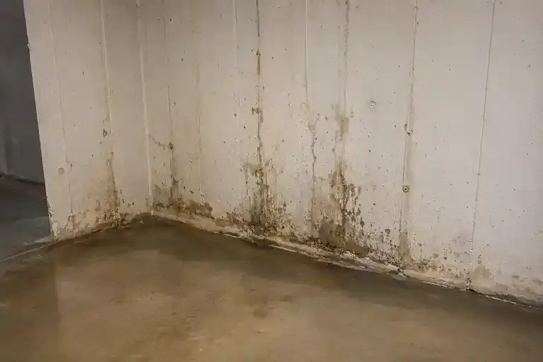 Ontario basement wall with visible moisture staining and ignored signs of water intrusion.