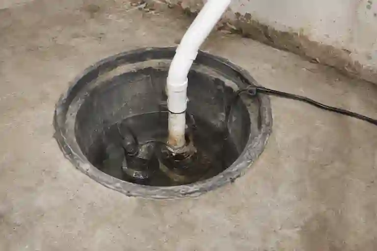 Interior basement sump pump basin in Ontario home showing potential drainage and pump performance issues.
