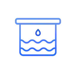 Blue window well drainage failure icon showing trapped water accumulation near basement windows